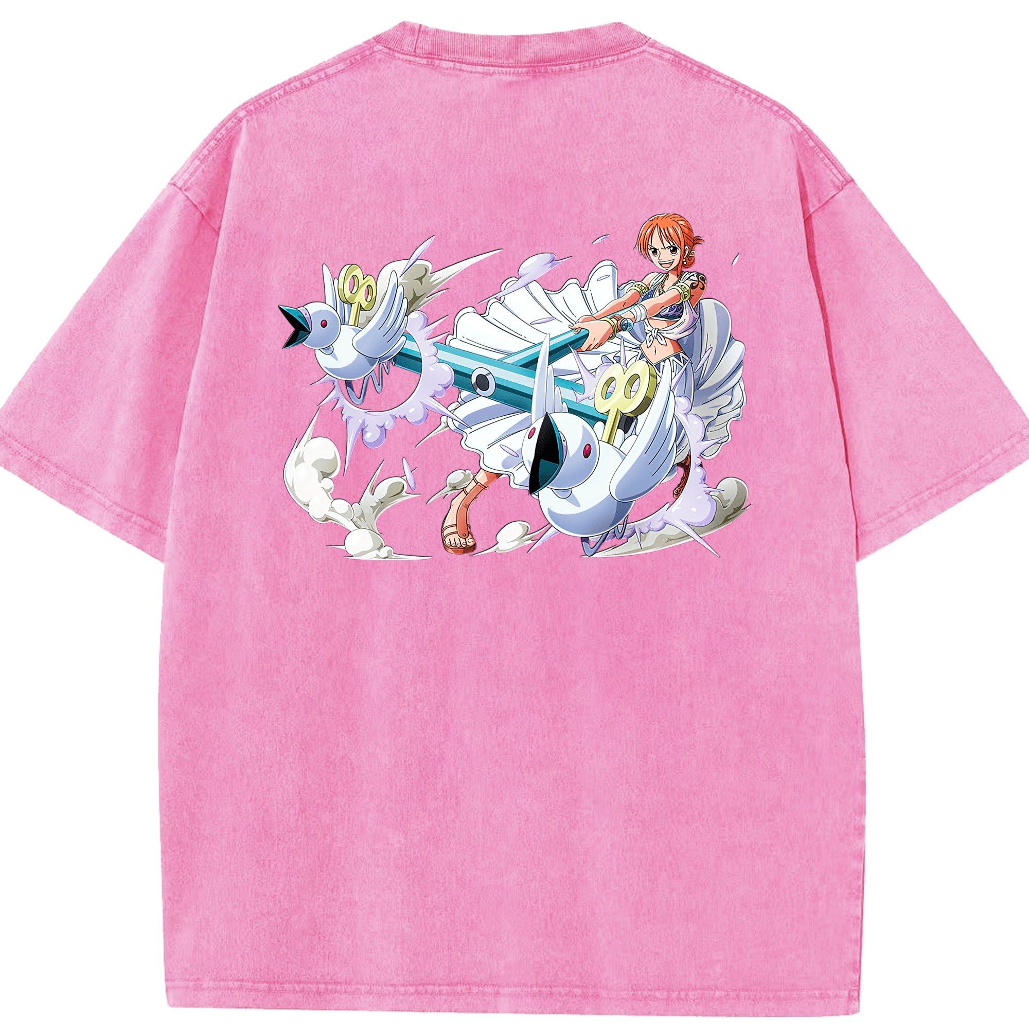 ワンピース ナミ ONE PIECE Nami 綿100% ヴィンテージ風 半袖Tシャツ（背面プリント）